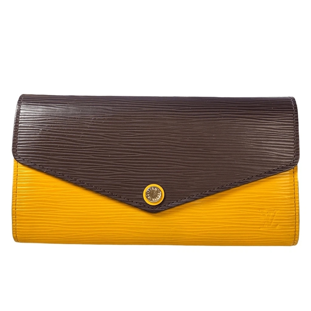 LOUIS VUITTON Epi Sarah Wallet in citron and brown